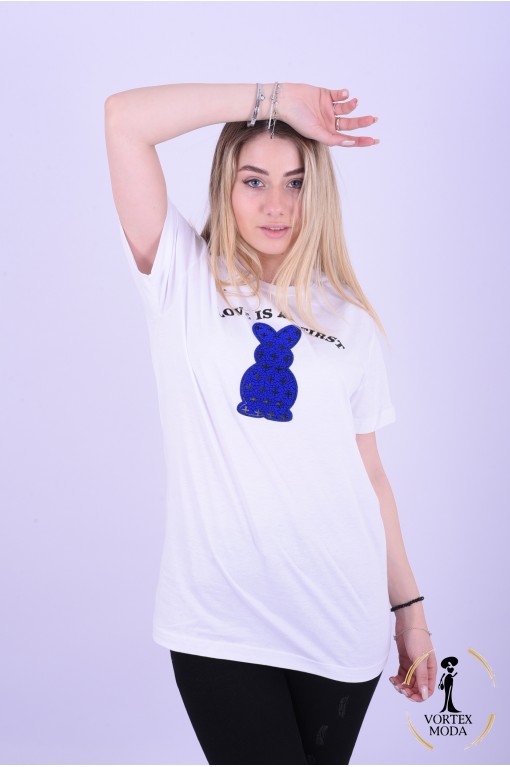 T-shirt coniglio blu